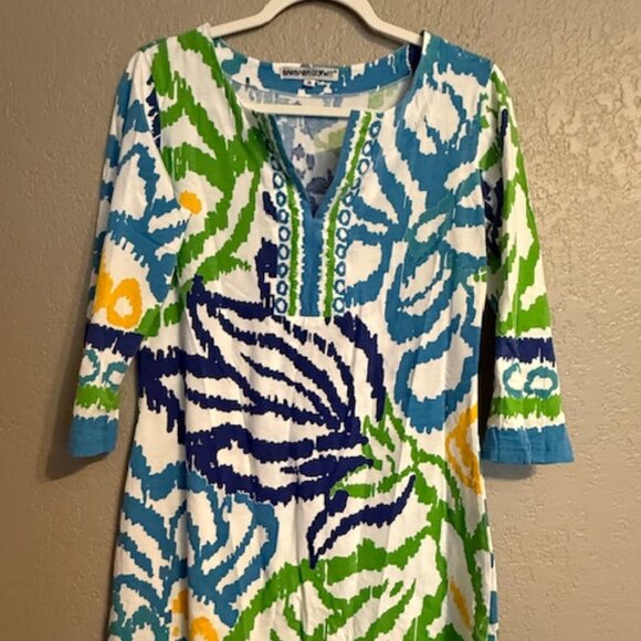 Barbara Gerwit Dresses & Skirts - Barbara Gerwit Tropical Print Tunic Dress Top – Size M Multicolor Resortwear